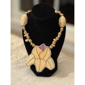 Vintage Karla Jordan Neclace Flower Statement Pendant